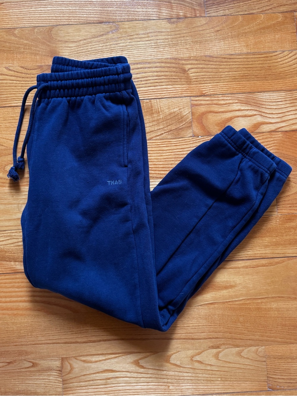 Aritzia TNA Sweatfleece Matching Set Navy | Boyfriend Hoodie + Joggers | XS - Picture 4 of 10